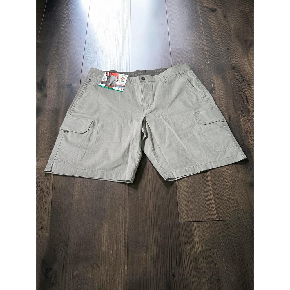 Copper & Oak Venture Ripstop Cargo Shorts Men 38 Tan Stretch Flex Waist Gorpcore